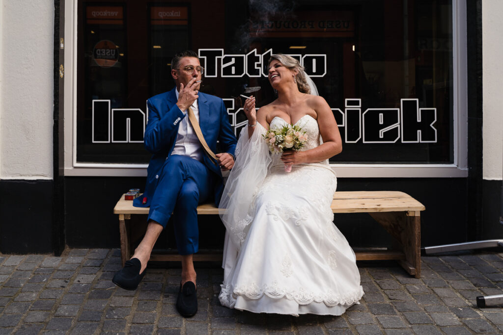 bruidspaar in Breda tijdens fotoshoot